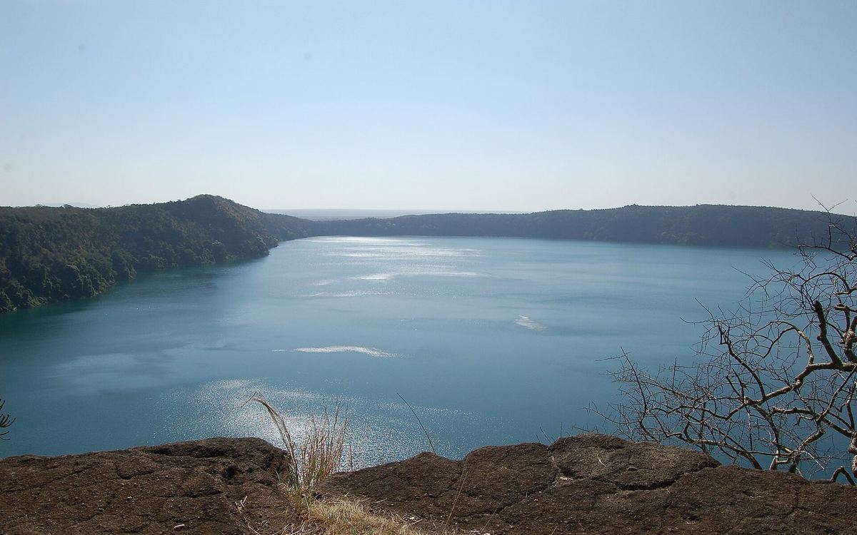Lake Chala, a volcanic crater lake on the Tanzania and Kenya border