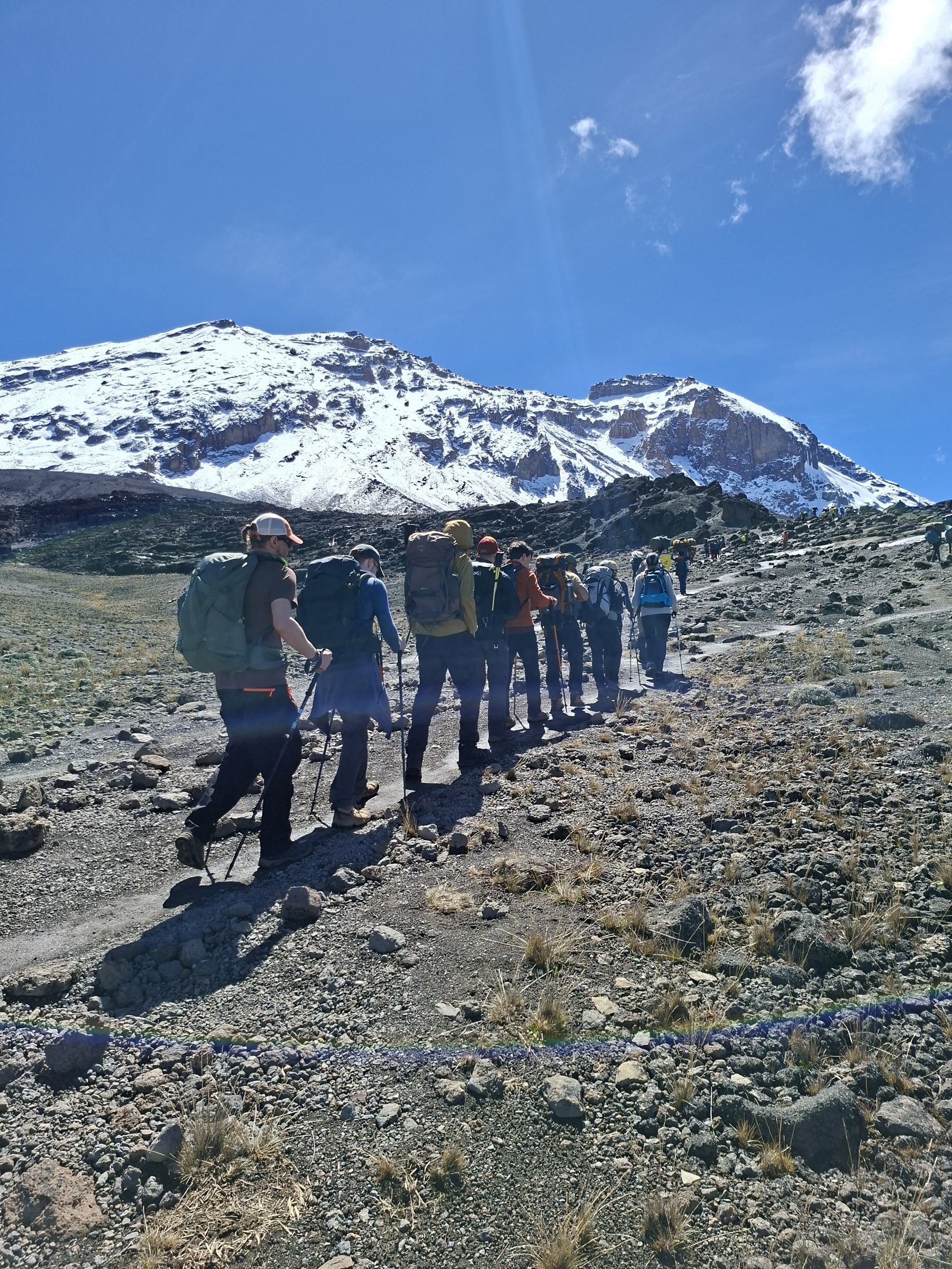 Crossing the high saddle toward Kibo and the summit base camps on Kilimanjaro