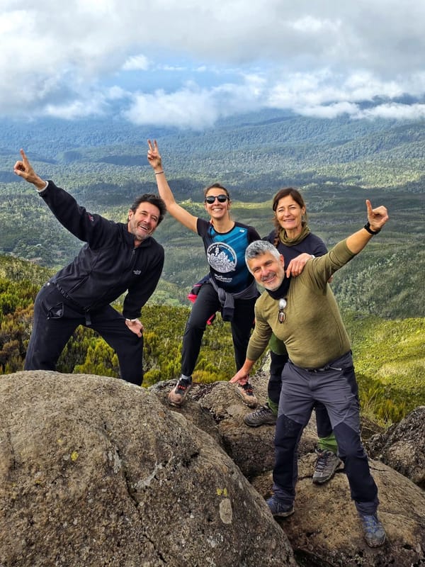 Climbers celebrating at altitude on a Go Kilimanjaro Treks expedition.